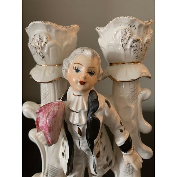 Vintage Victorian Man Candle Holder Ceramic Wales Figurine - Picture 2 of 8